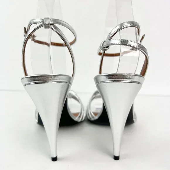 Saint Laurent Tina Strappy Leather High Heel Sandals NIB Size 39.5 US 9.5 - Picture 5 of 9